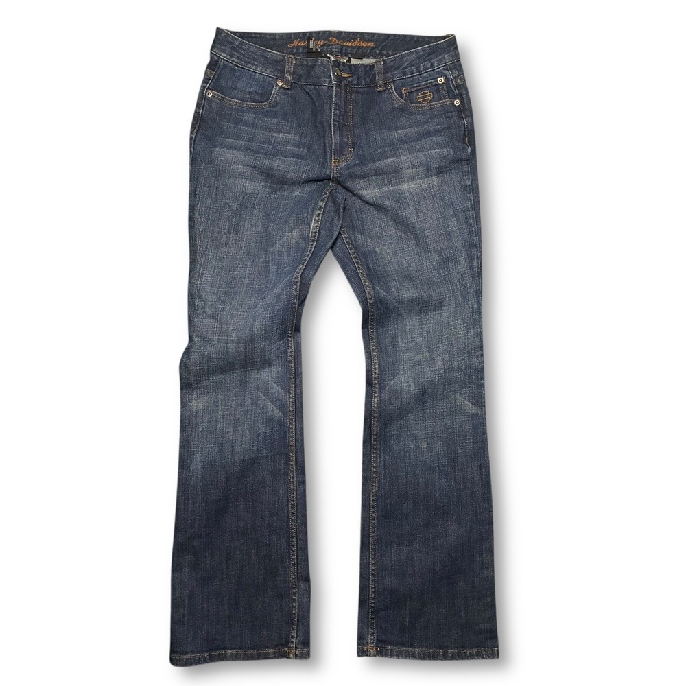 EUC Harley Davidson Bootcut Jeans Blue‎ Denim Dark Wash Women's 8